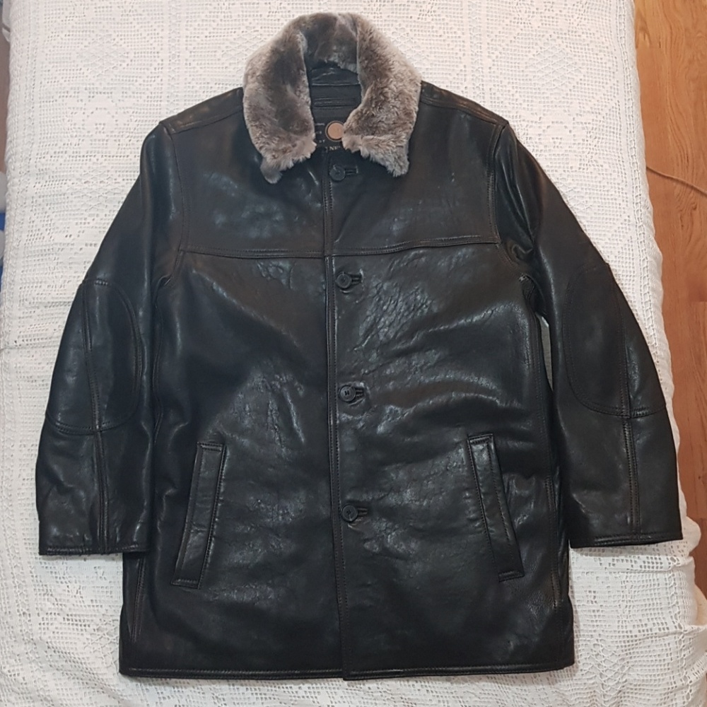 Andrew Marc New York Leather Pea Coat